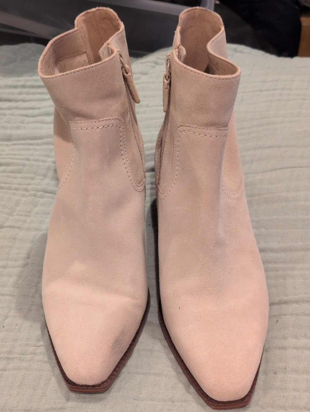 Cole Haan Beige Suede Ankle Boots - Stylish Side-Zip Booties - 10